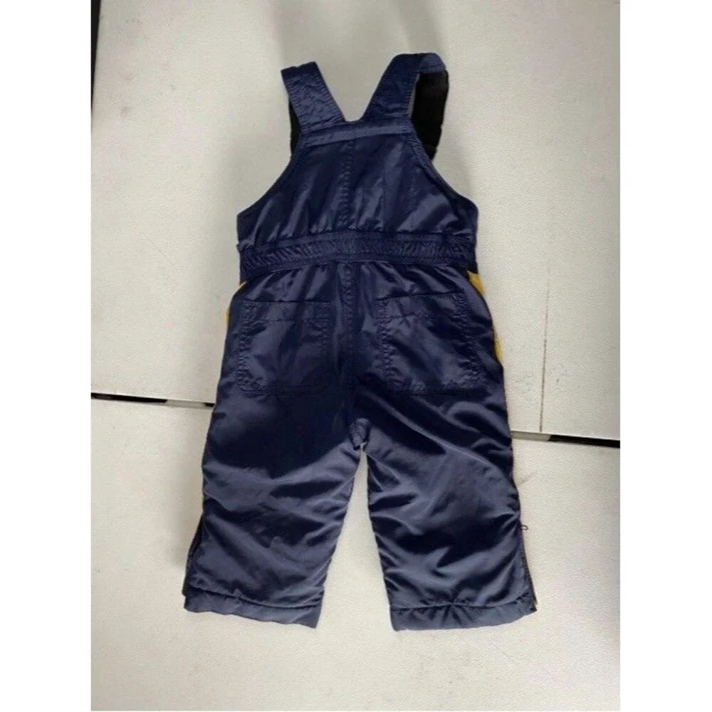 Vintage Baby Gap Navy Blue Yellow Stripe Snow Bib Overalls 12-18 Months